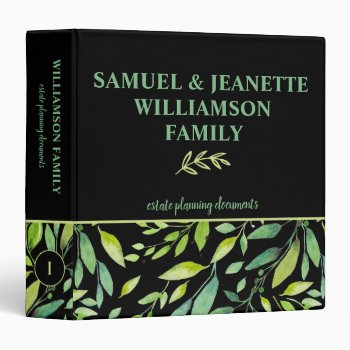Modern Leafy Family Estate Planning 3 Ring Binder by FamilyTreed at Zazzle