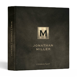 Modern Leather Gold Monogram 3 Ring Binder