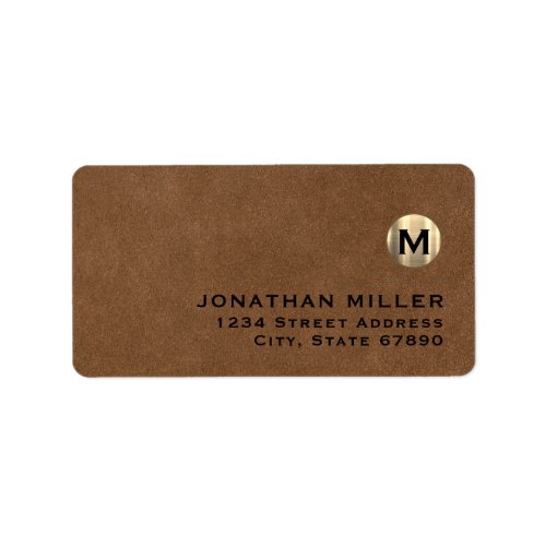 Modern Leather Gold Monogram Return Address Label