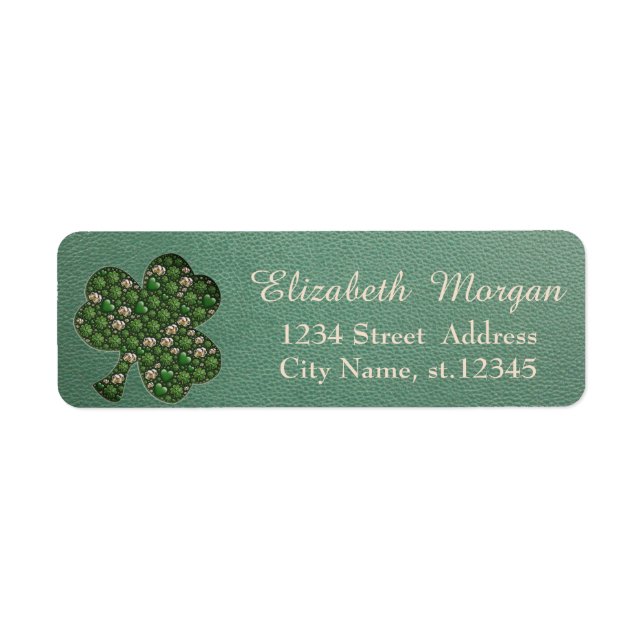 Modern Leather Look,Shamrock,St. Patrick's Day Label (Front)