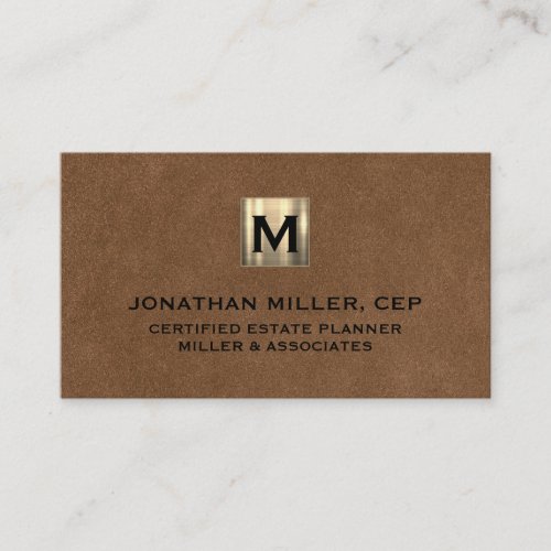 Modern Leather Luxury Gold Initial Logo Business Card