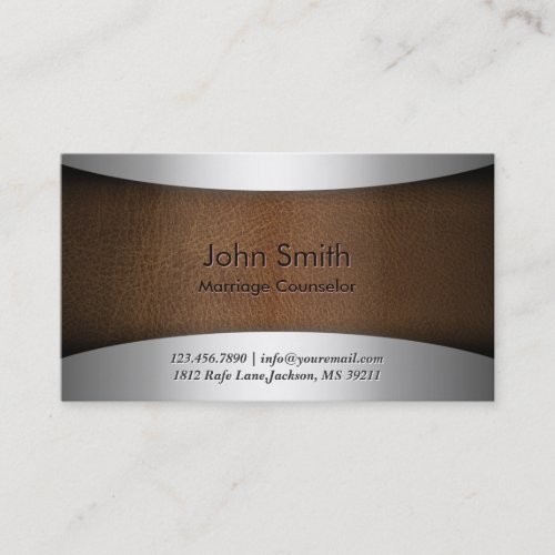 Modern Leather Marriage Counseling Business Card
