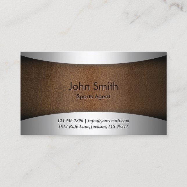 Modern Leather Sports Agent Business Card (Front)