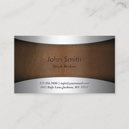 Modern Leather Stock Broker Business Card