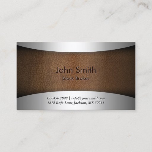 Customizable Modern Leather Stock Broker Business Card