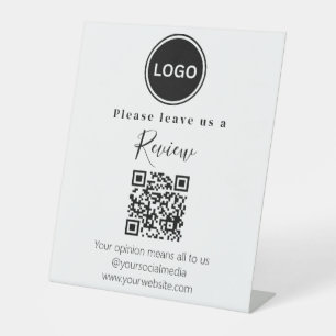 Modern Leave us a review QR code Pedestal Sign