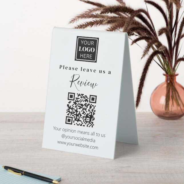 Modern Leave us a review QR code Small Table Tent (In SItu (Table))