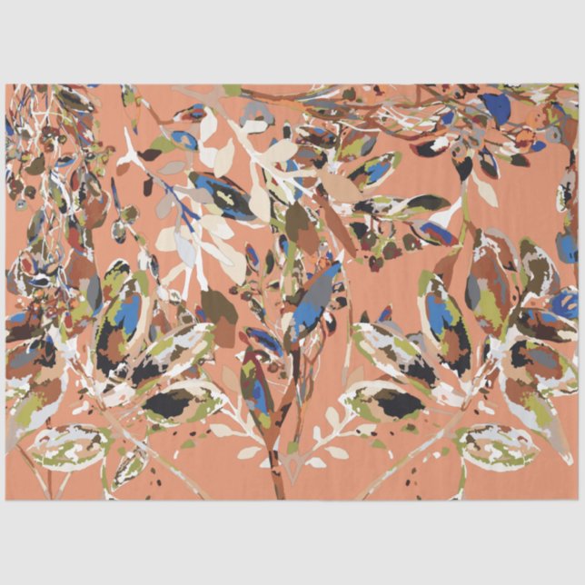 Modern Leaves Berries Watercolor Floral Tissue Paper (Front)