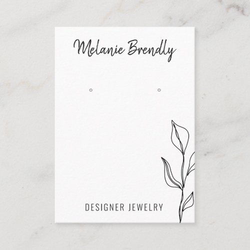 Modern Leaves Black White Jewelry Earring Display Business Card