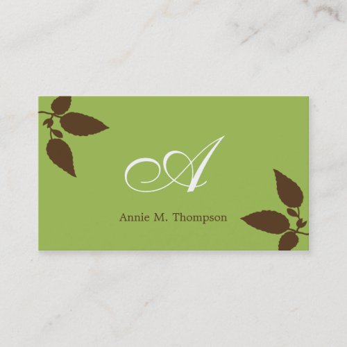 Modern Leaves Business Cards - Green/Cocoa
