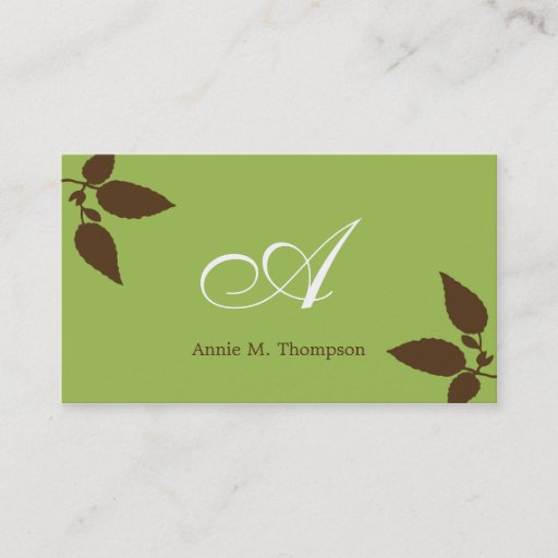 Customizable Modern Leaves Business Cards - Green/Cocoa
