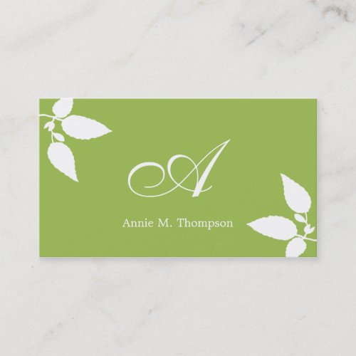 Modern Leaves Business Cards - Green/White