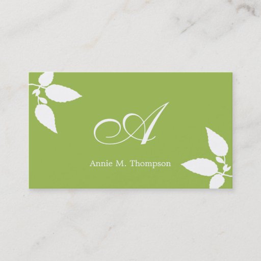 Customizable Modern Leaves Business Cards - Green/White