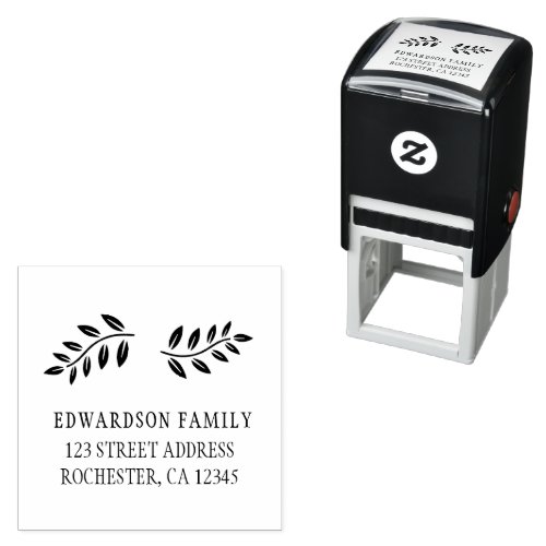 Modern leaves couple elegant Return Address  Self_inking Stamp