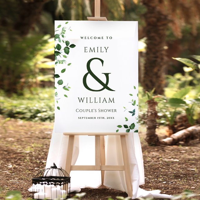 Modern Leaves Couples Shower Welcome Sign (Creator Uploaded)