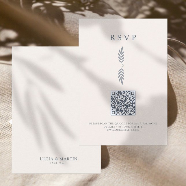 Modern Leaves Minimalist QR Code RSVP Card (Creator Uploaded)