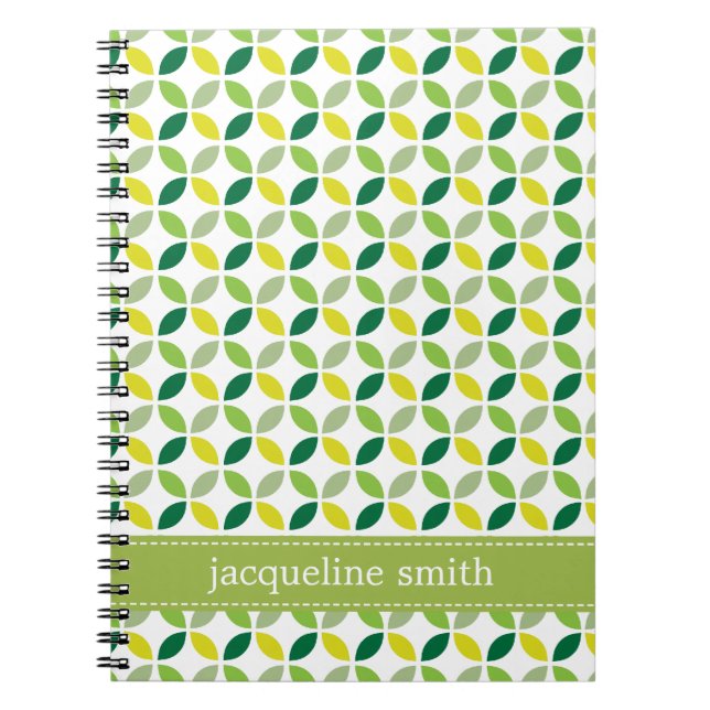 Modern Leaves Personalized Notebook - Green (Front)