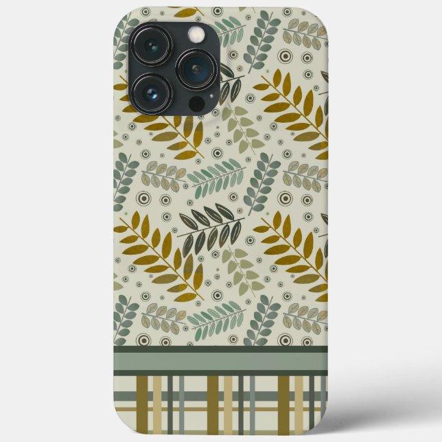Modern Leaves Plaid Pattern Inspirivity  Case-Mate iPhone Case (Back)