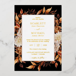Modern Leaves Wedding Foil Invitation