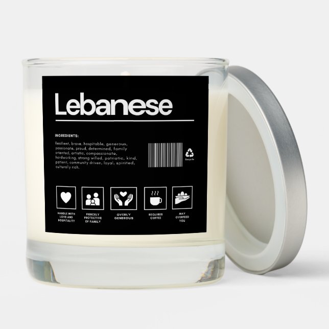 Modern Lebanese Description Tag Label  Scented Candle (Lid)