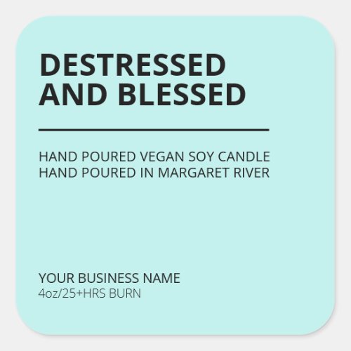 Modern Left Text Blue Scented Soy Candle Labels