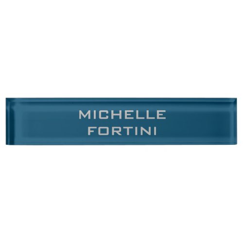 Modern Legible Name Plain Ocean Blue Desk Name Plate