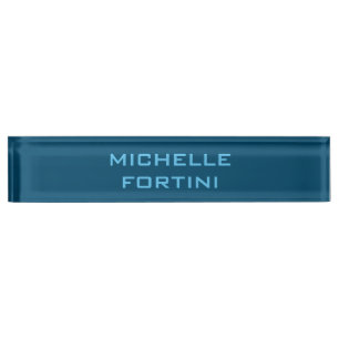 Modern Legible Name Plain Ocean & Sky Blue Desk Name Plate