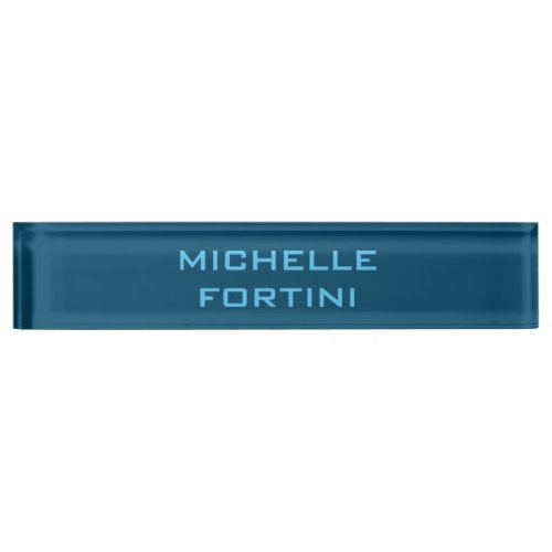 Modern Legible Name Plain Ocean  Sky Blue Desk Name Plate