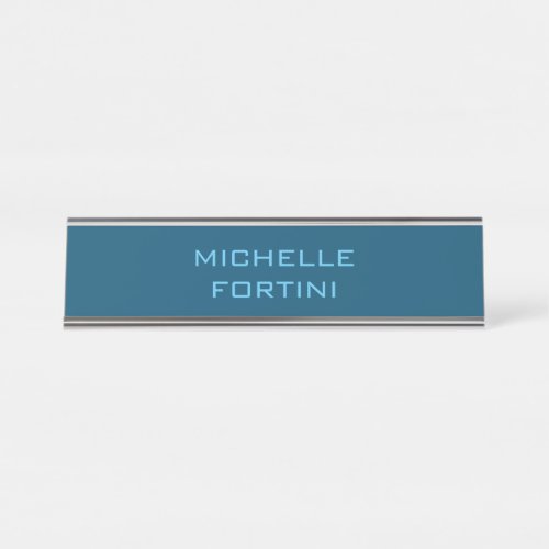 Modern Legible Name Plain Ocean  Sky Blue Desk Name Plate