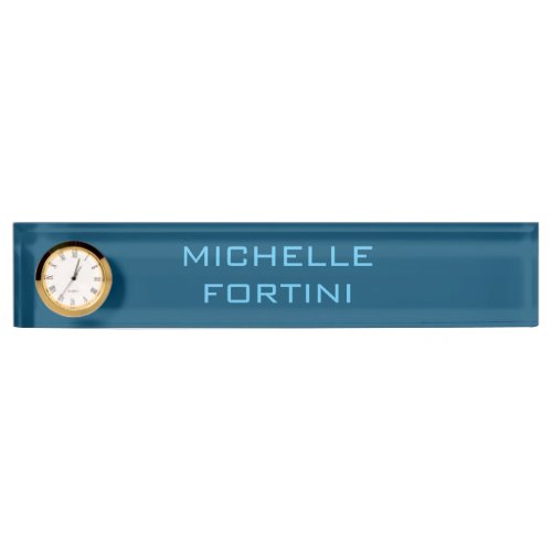 Modern Legible Name Plain Ocean  Sky Blue Desk Name Plate