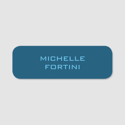 Modern Legible Name Plain Ocean  Sky Blue Name Tag