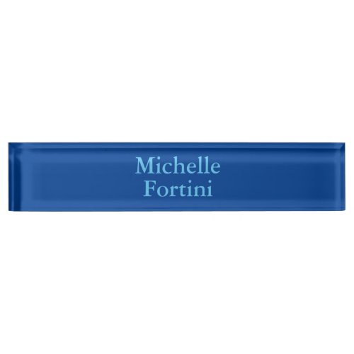 Modern Legible Name Plain Sky  Deep Blue Desk Name Plate