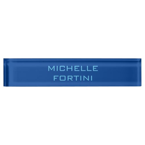 Modern Legible Name Plain Sky  Deep Blue Desk Name Plate