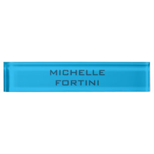 Modern Legible Name Plain Sky& Ocean Blue Desk Name Plate
