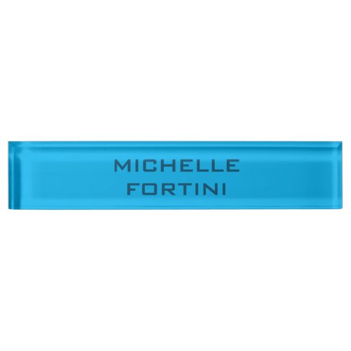 Modern Legible Name Plain Sky Ocean Blue Desk Name Plate