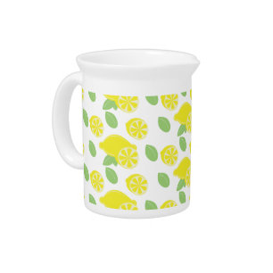 Modern Lemon and Leaves Beverage Pitcher