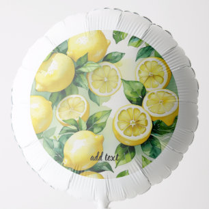 Modern lemon blue floral script bridal shower balloon