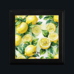 Modern lemon blue floral script bridal shower gift box<br><div class="desc">Modern lemon blue floral script bridal shower</div>