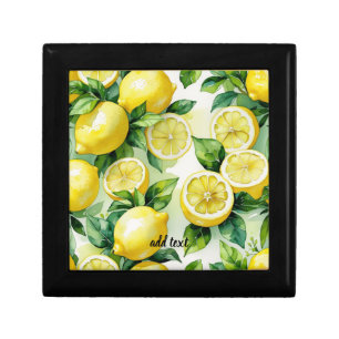 Modern lemon blue floral script bridal shower gift box