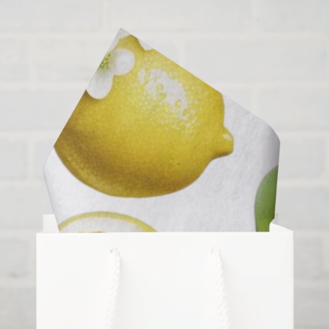 Modern lemon blue floral script bridal shower tissue paper (Gift Bag)