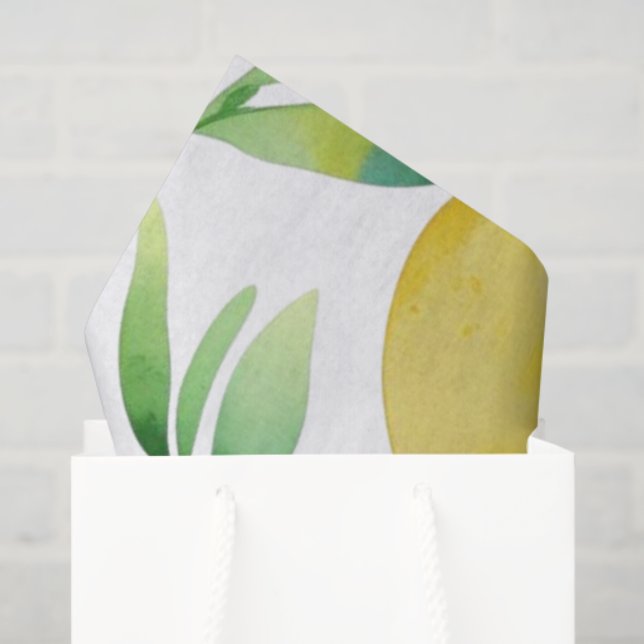 Modern lemon blue floral script bridal shower tissue paper (Gift Bag)