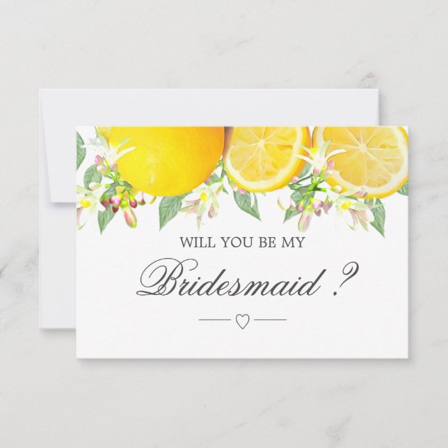 Modern Lemon Boho Summer Bridesmaid Invitation (Front)
