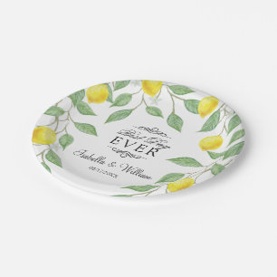 Modern Lemon Boho Summer Wedding Paper Plates