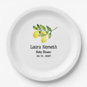 Modern Lemon Branch Baby Shower  Paper Plates
