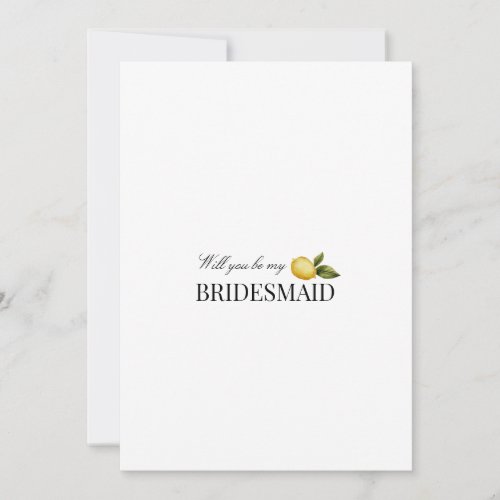 Modern Lemon Bridesmaid Proposal Card 