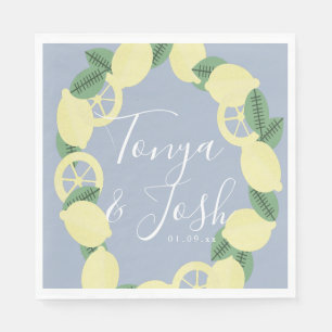 Modern Lemon Bunch Boho Vintage Couples Wedding Napkins