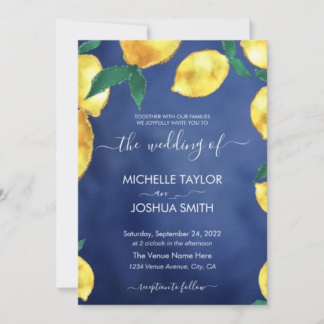 Modern Lemon Capri Italy wedding destination Invitation (Front)