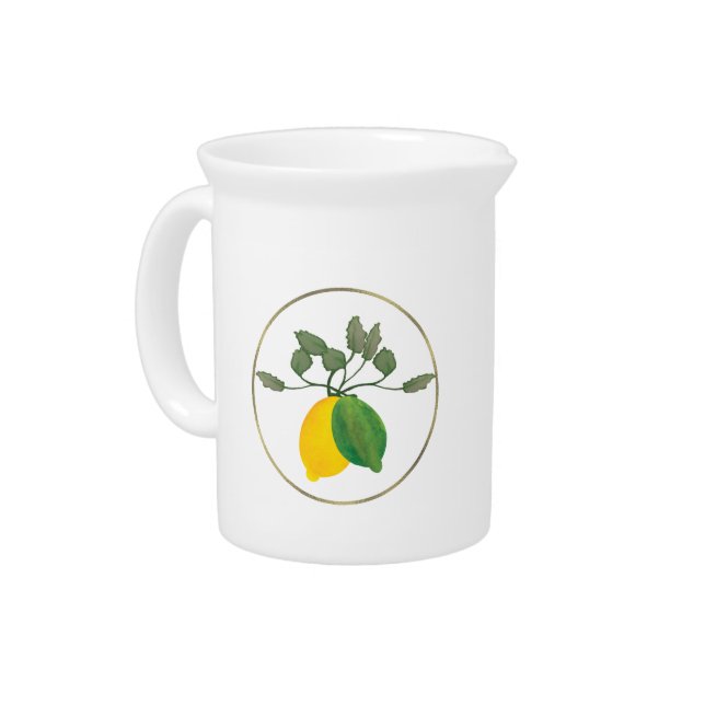 Modern Lemon Circular Faux Gold Ring Beverage Pitcher (Left)