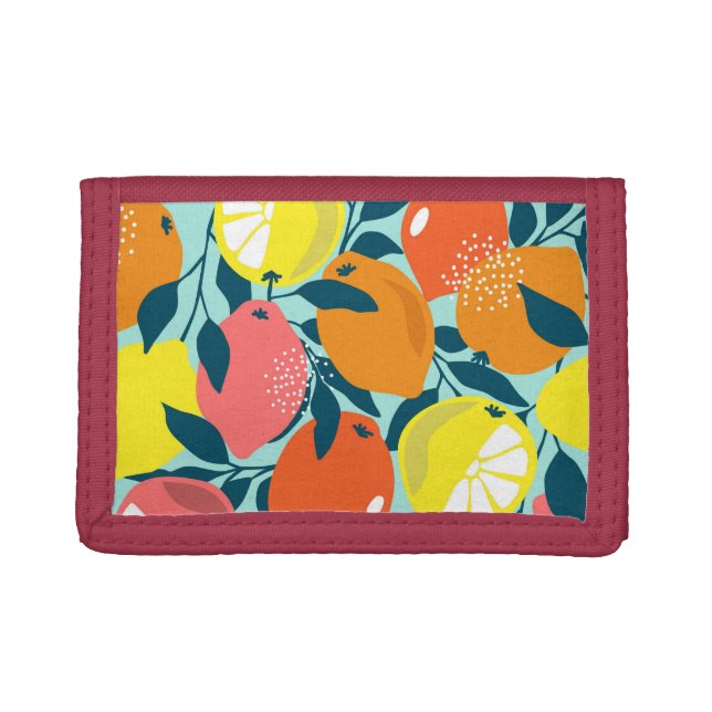 Modern Lemon Citrus Fruit Art Trifold Wallet (Front)
