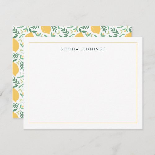 Modern Lemon Citrus Fruit Summer Spring Yellow Note Card